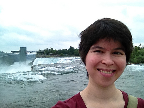 Andria in front of Niagara Falls